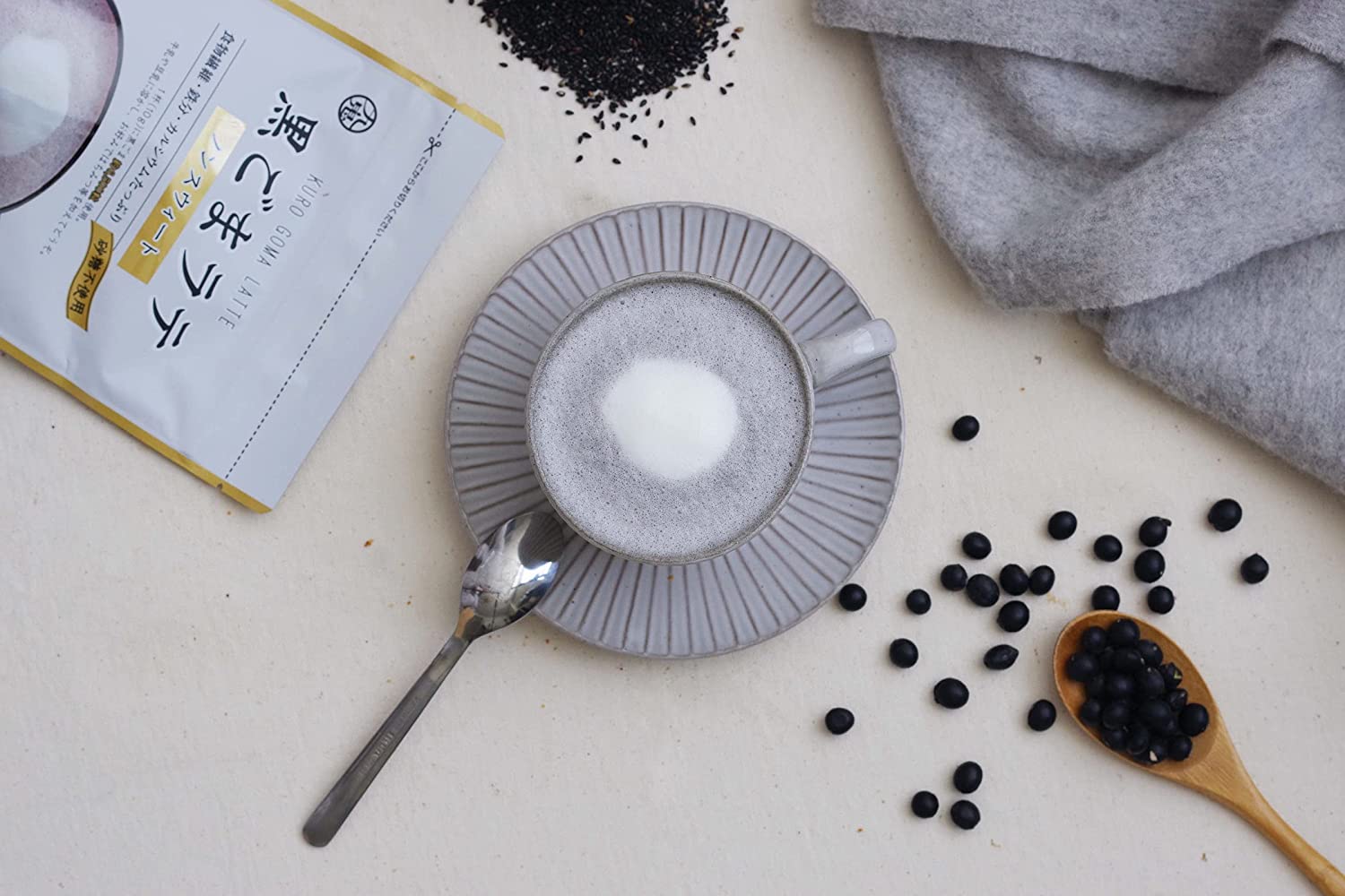 #0432.M1 Black Sesame (Kurogoma) Latte Non-Sweetened by Kuki Sangyo - Image 3